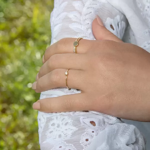 Leaf Jewelry Ring "my first diamond", 14 K Gelbgold Sonderangebote