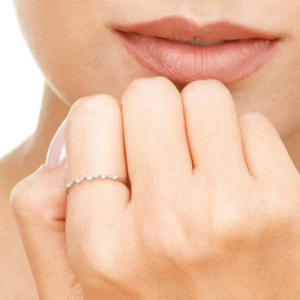 Leaf Jewelry Ring mit 5 Diamanten, 14K Weißgold Riesige Ersparnisse