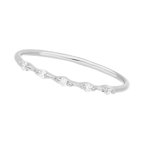 Leaf Jewelry Ring mit 5 Diamanten, 14K Weißgold Riesige Ersparnisse