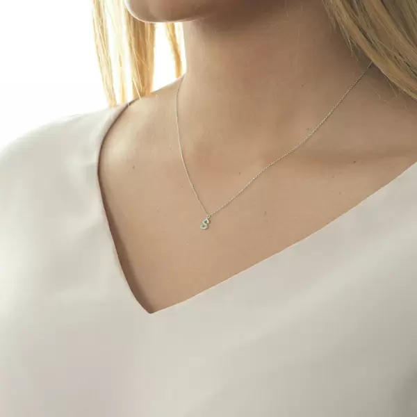 Leaf Jewelry Halskette Letter "S", 14 K Weißgold mit Diamanten VIP-Rabatte