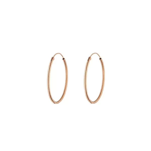 Leaf Jewelry Creole Rund M, 30mm, 14 K Rosegold Tiefpreis
