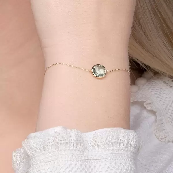 Leaf Jewelry Armkette Green Amethyst, 14 K Gelbgold Letzte 3 Tage