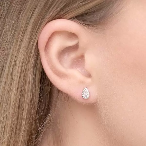 Leaf Jewelry Ohrstecker Drops mit Diamanten, 18 K Weißgold Zeitbegrenzte Promotion