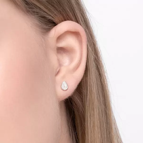 Leaf Jewelry Ohrstecker Drops mit Diamanten, 18 K Weißgold Zeitbegrenzte Promotion