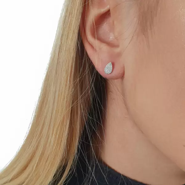 Leaf Jewelry Ohrstecker Drops mit Diamanten, 18 K Weißgold Zeitbegrenzte Promotion