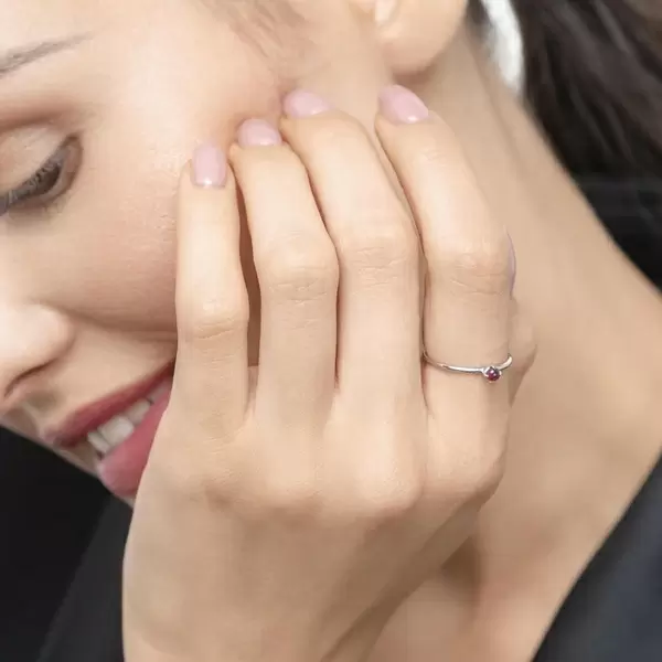 Leaf Jewelry Ring Cabochon, 14 K Weißgold, Rubin Discount Store für neue Produkte