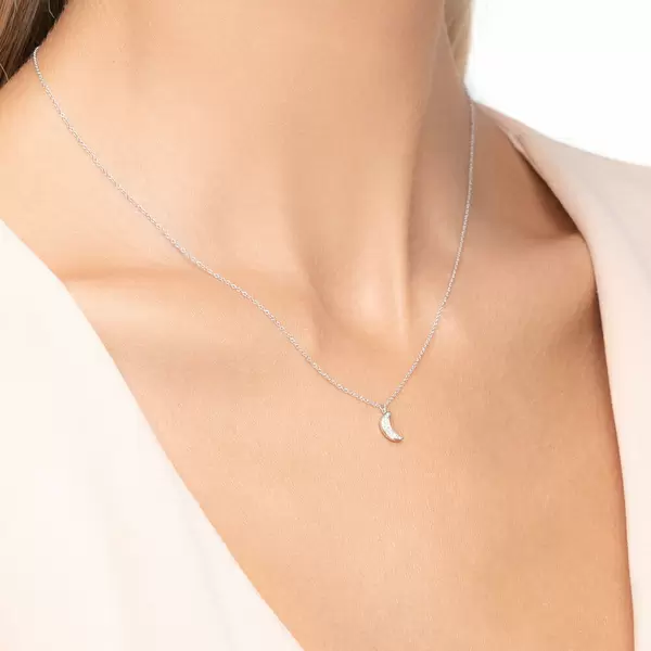 Leaf Jewelry Halskette Halbmond, 18 K Weißgold Nur noch ein Tag übrig