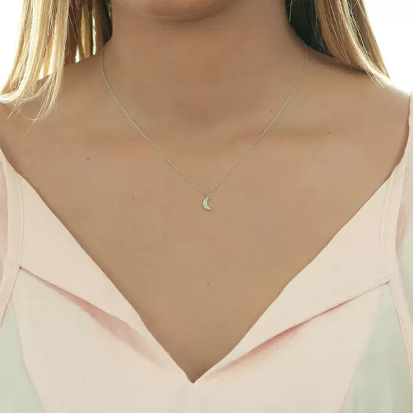 Leaf Jewelry Halskette Halbmond, 18 K Weißgold Nur noch ein Tag übrig