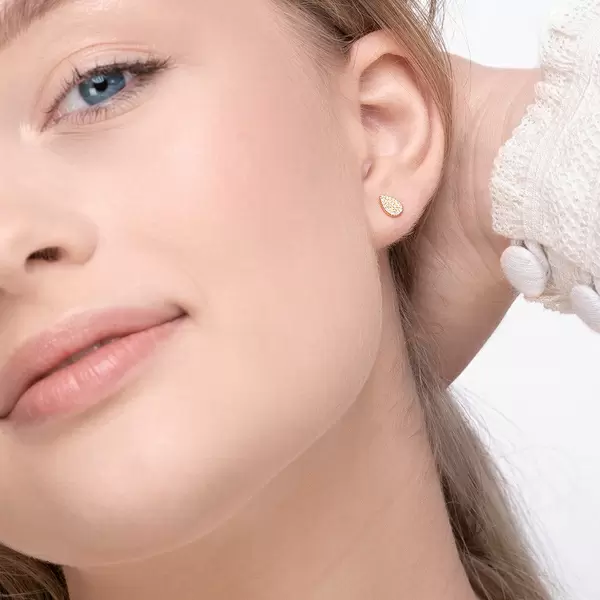 Leaf Jewelry Ohrstecker Drops mit Diamanten, 18 K Gelbgold Riesige Rabatte