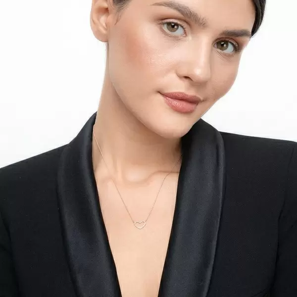 Leaf Jewelry Halskette Heart mit Diamanten, 18 K Roségold Clearance-Verkauf