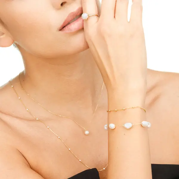 Leaf Jewelry Halskette Pearls, 14K Gelbgold Speichern exportieren