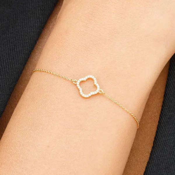 Leaf Jewelry Armkette Clover mit Diamanten, 18 K Gelbgold Im Verkauf