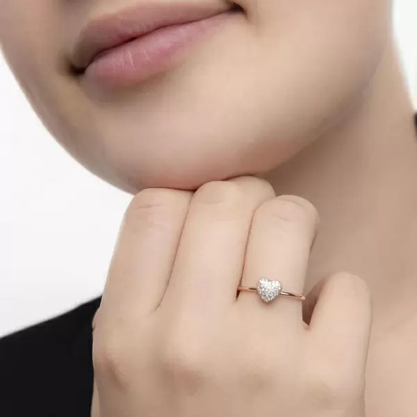 Leaf Jewelry Ring Herz Full mit Diamanten, 18 K Rosegold Angebote
