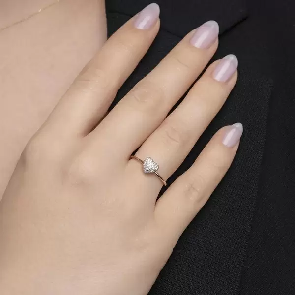 Leaf Jewelry Ring Herz Full mit Diamanten, 18 K Rosegold Angebote