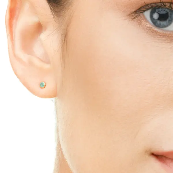 Leaf Jewelry Ohrstecker Smaragd, 14K Rosegold Fabrik Onlineshop