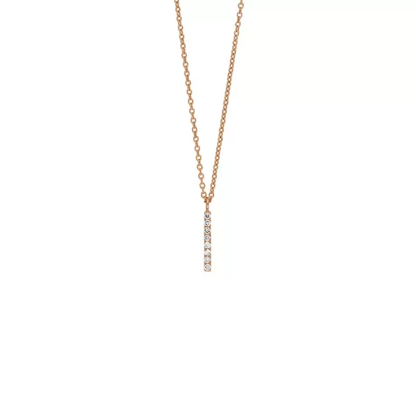 Leaf Jewelry Halskette Small Bar, Diamant, 14 K Rosegold Rabatt