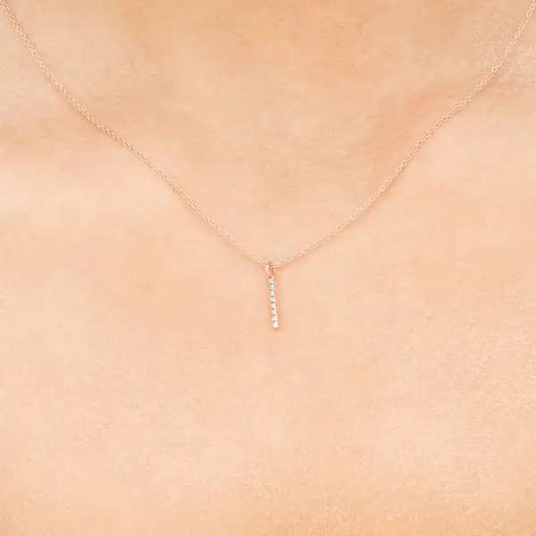 Leaf Jewelry Halskette Small Bar, Diamant, 14 K Rosegold Rabatt