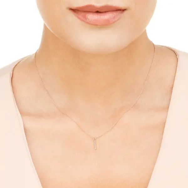 Leaf Jewelry Halskette Small Bar, Diamant, 14 K Rosegold Rabatt