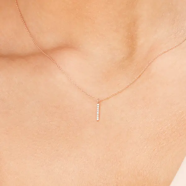Leaf Jewelry Halskette Small Bar, Diamant, 14 K Rosegold Rabatt