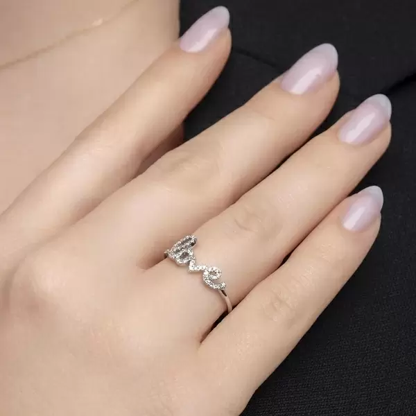 Leaf Jewelry Ring Love 18K Weissgold mit Diamanten Versandkostenfrei