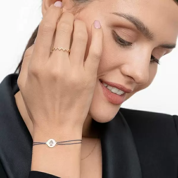 Leaf Jewelry Glücksbändchen Hand der Fatima, 14 K Gelbgold, Beige Großer Ausverkauf