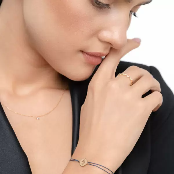 Leaf Jewelry Glücksbändchen Hand der Fatima, 14 K Gelbgold, Beige Großer Ausverkauf