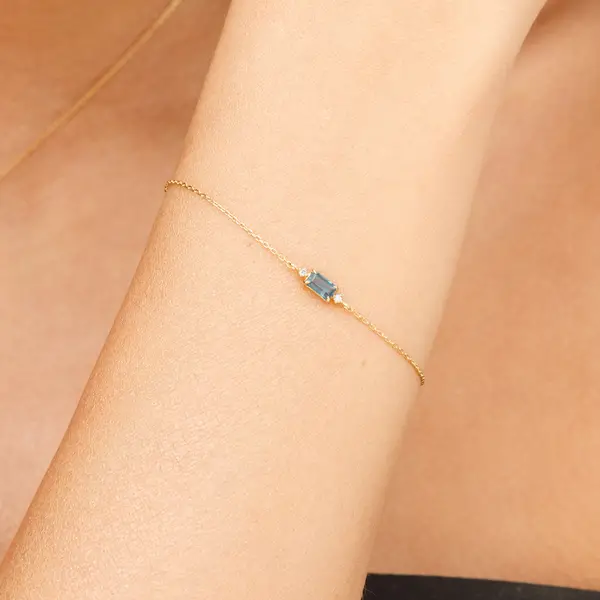 Leaf Jewelry Armkette London Blue Topas, 14K Gelbgold Begrenztes Angebot