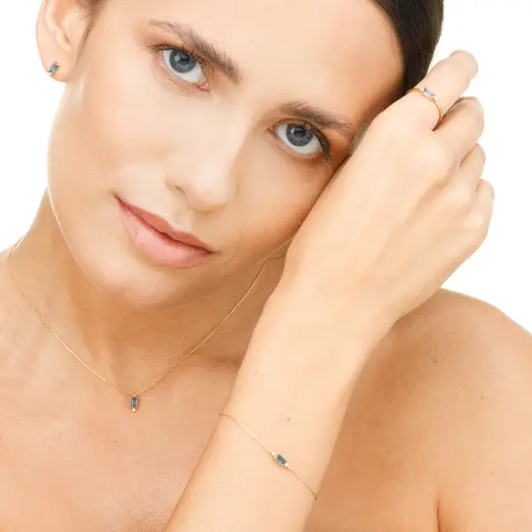 Leaf Jewelry Armkette London Blue Topas, 14K Gelbgold Begrenztes Angebot