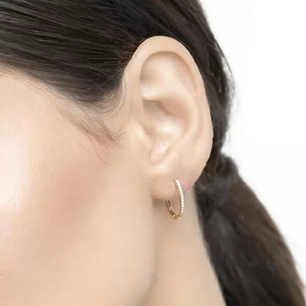 Leaf Jewelry Creole Circle S mit Diamanten, 15mm, 18 K Gelbgold Preisnachlass