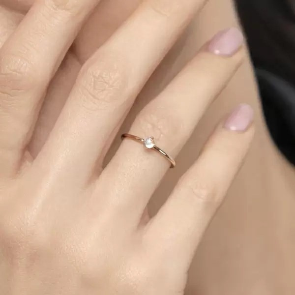 Leaf Jewelry Ring Cabochon, 14 K Rosegold, Mondstein Cyber Monday