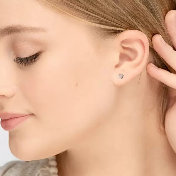 Leaf Jewelry Ohrstecker Herz, 14 K Weissgold Osterangebot