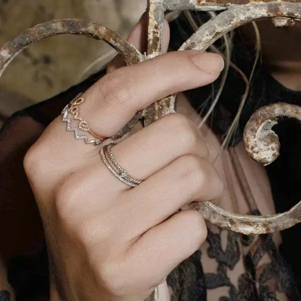 Leaf Jewelry Memoryring mit Diamanten, 18 K Weißgold Valentinstagsangebot