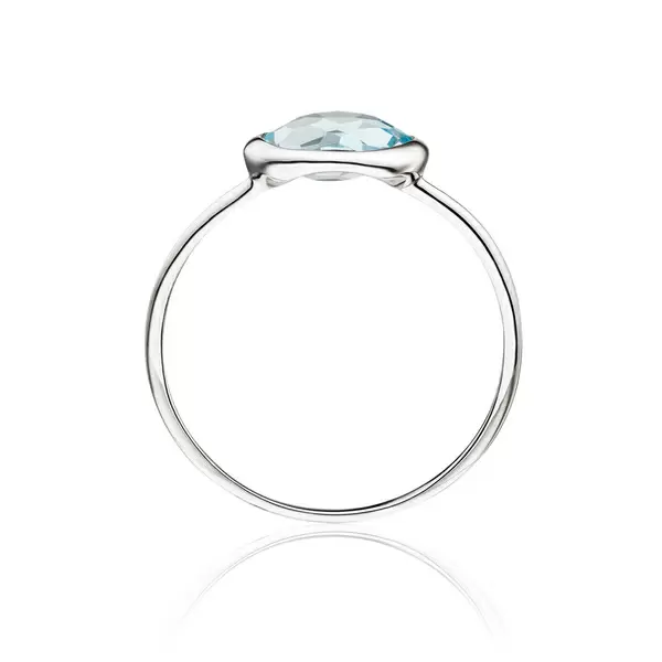 Leaf Jewelry Ring 14 K Weißgold, Blauer Topas Jubiläumsangebot