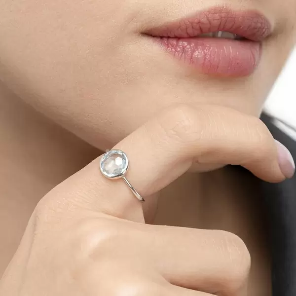 Leaf Jewelry Ring 14 K Weißgold, Blauer Topas Jubiläumsangebot