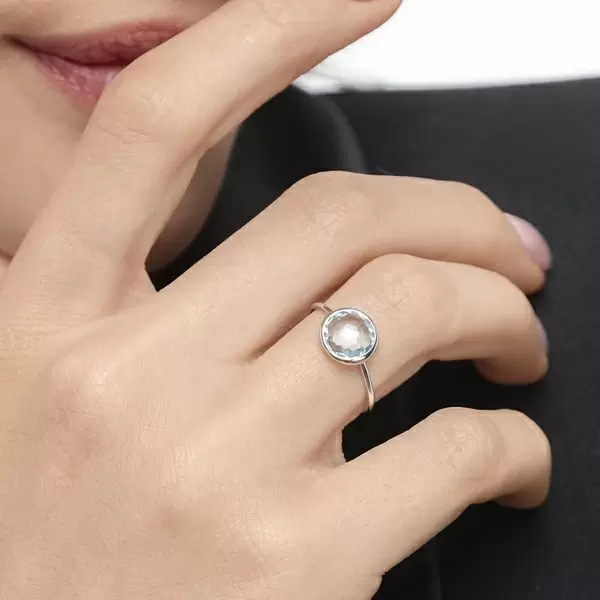 Leaf Jewelry Ring 14 K Weißgold, Blauer Topas Jubiläumsangebot