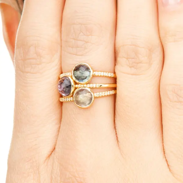 Leaf Jewelry Ring Amethyst mit Diamanten, 14K Gelbgold Heißer Verkauf