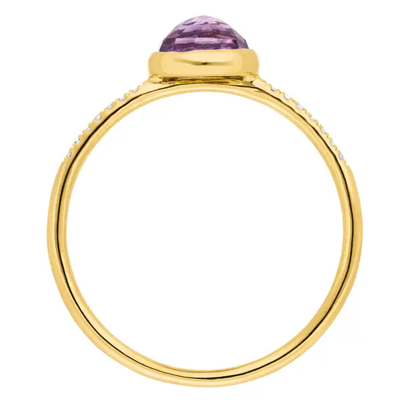 Leaf Jewelry Ring Amethyst mit Diamanten, 14K Gelbgold Heißer Verkauf