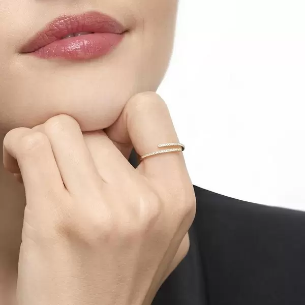 Leaf Jewelry Ring Open mit Diamanten, 18 K Gelbgold Top Angebot