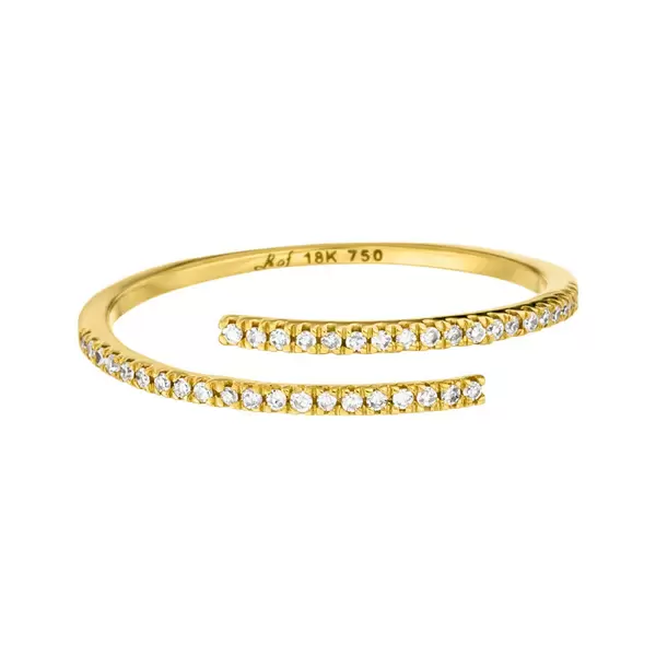 Leaf Jewelry Ring Open mit Diamanten, 18 K Gelbgold Top Angebot