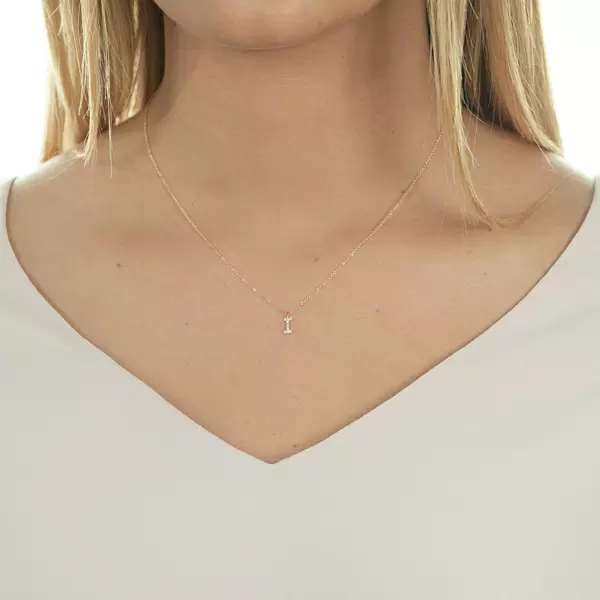 Leaf Jewelry Halskette Letter "I", 14 K Rosegold mit Diamanten Online Outlet