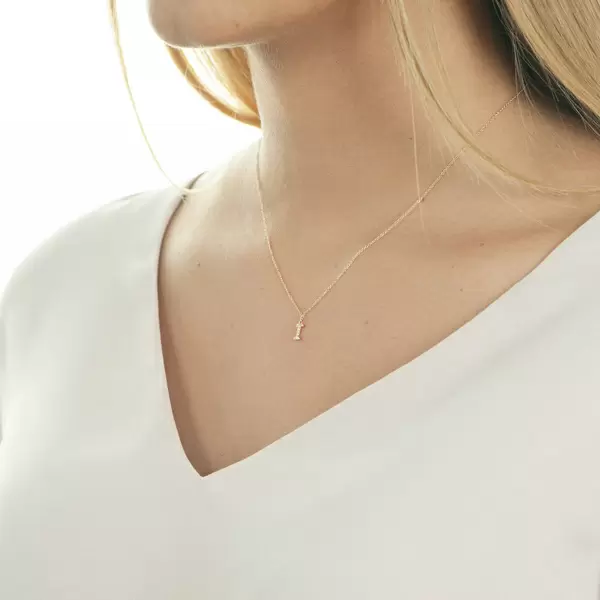 Leaf Jewelry Halskette Letter "I", 14 K Rosegold mit Diamanten Online Outlet