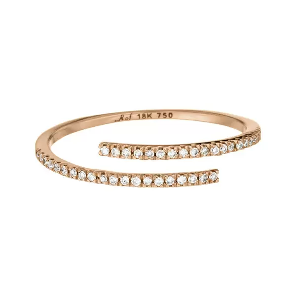 Leaf Jewelry Ring Open mit Diamanten, 18 K Rosegold Zeitlich begrenztes Angebot
