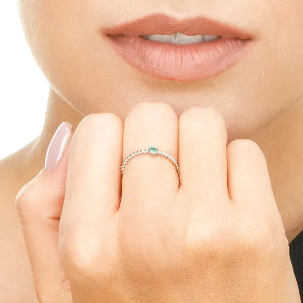 Leaf Jewelry Ring Twist Smaragd, 14K Weißgold Blitzangebot