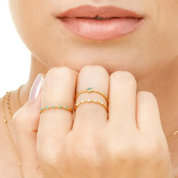 Leaf Jewelry Ring Twist Smaragd, 14K Weißgold Blitzangebot
