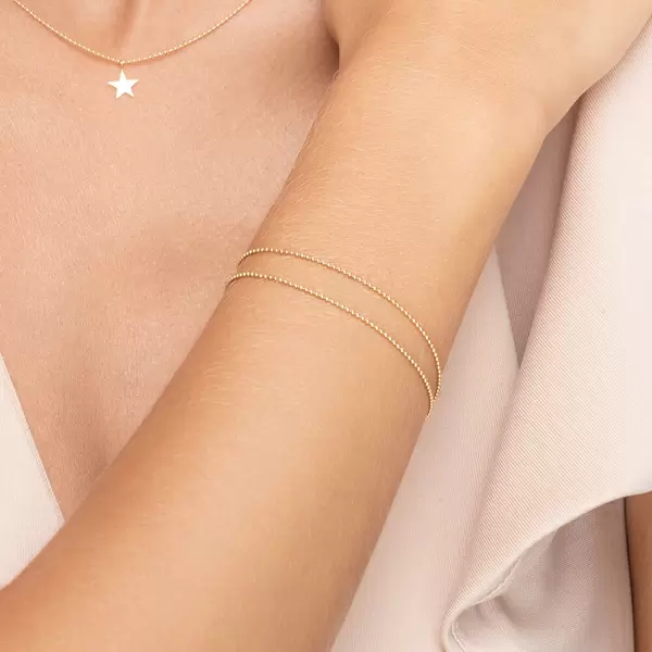 Leaf Jewelry Armkette Ball Chain Double, 14 K Gelbgold Bestseller