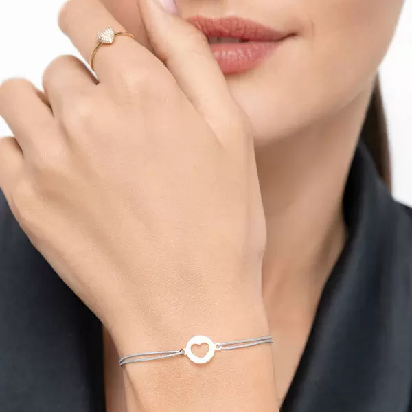 Leaf Jewelry Glücksbändchen Heart, 14 K Gelbgold, Beige Tägliche Deals