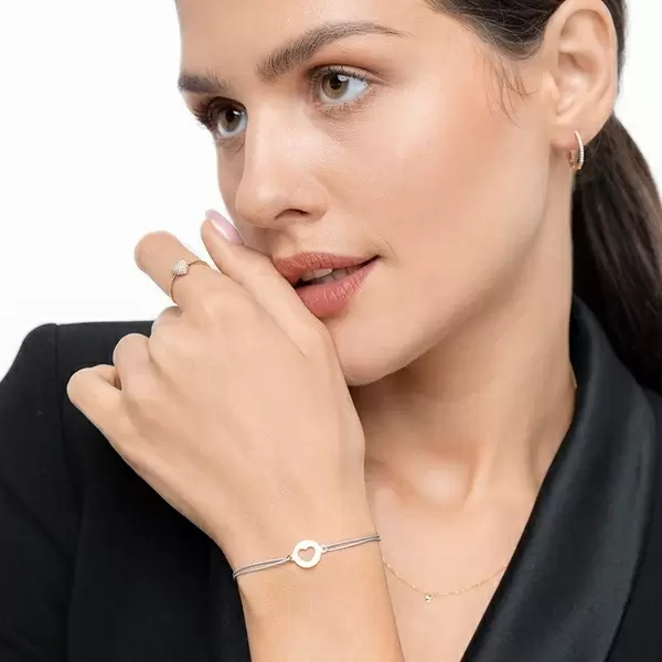 Leaf Jewelry Glücksbändchen Heart, 14 K Gelbgold, Beige Tägliche Deals