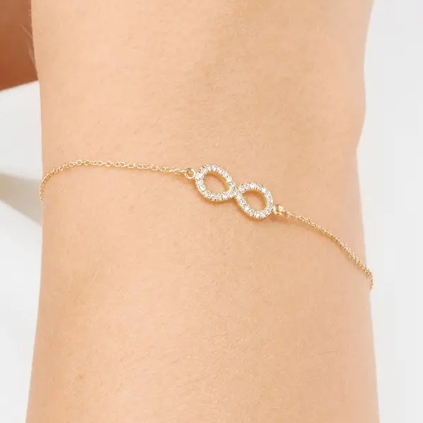 Leaf Jewelry Armkette Infinity mit Diamanten, 18 K Gelbgold Letzte 3 Tage