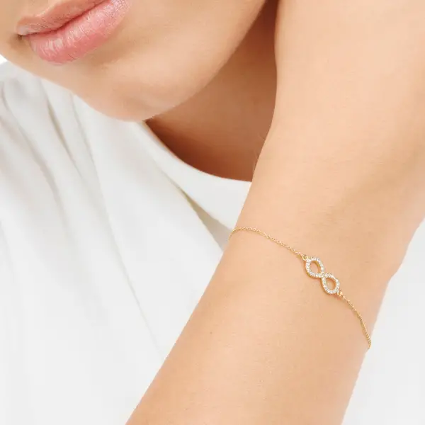 Leaf Jewelry Armkette Infinity mit Diamanten, 18 K Gelbgold Letzte 3 Tage