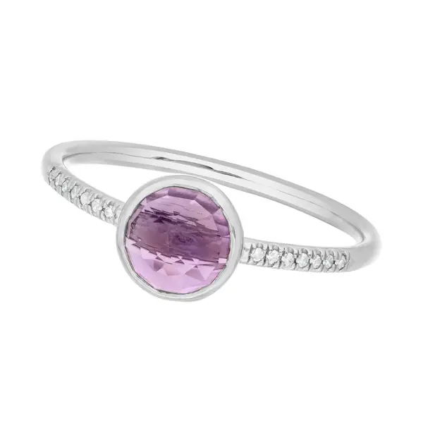 Leaf Jewelry Ring Amethyst mit Diamanten, 14K Weißgold JETZT KAUFEN